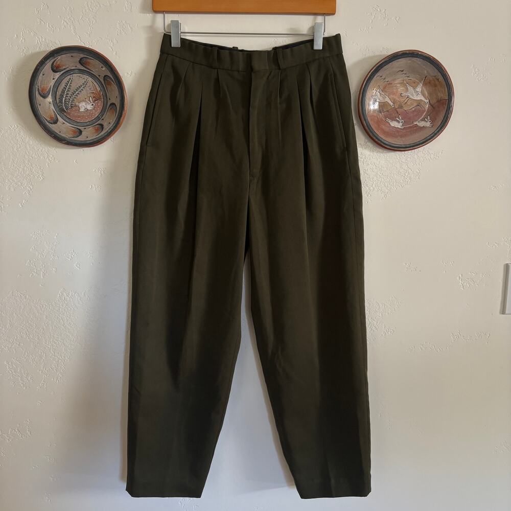 Vintage Late 80s/Early 90's Olive Green Pronti Women's Trousers